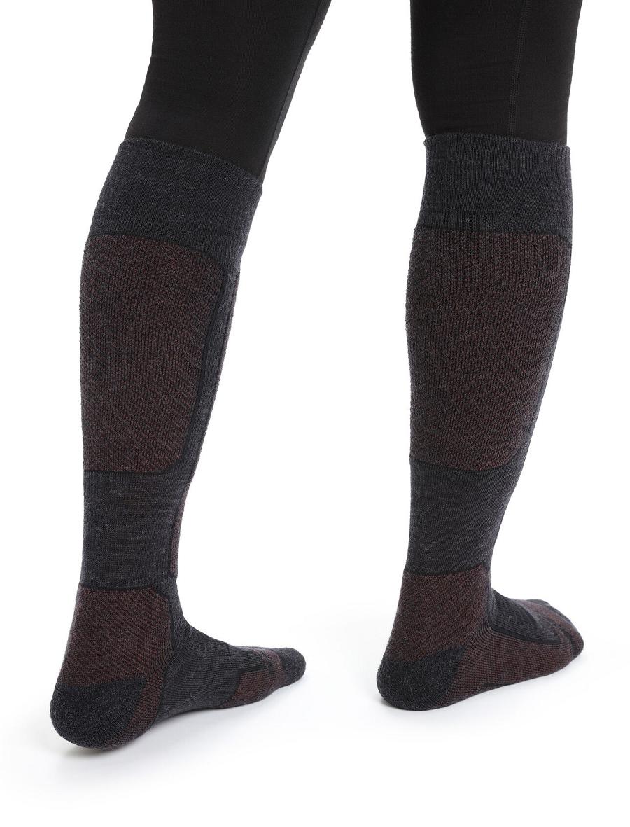 Jet Heather / Espresso Icebreaker Merino Ski+ Medium Over the Calf Women's Socks | AU 1420MQZA